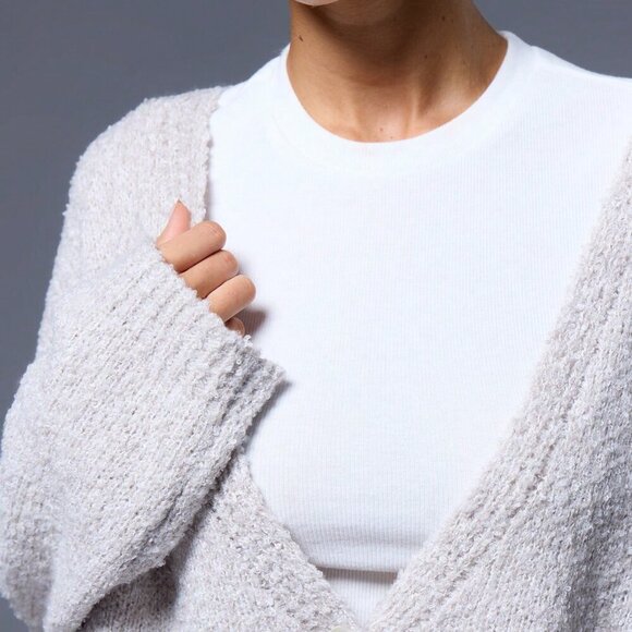 Light Grey Casual Women's One Button Long Sleeve Knit Cardigan - Picture 5 of 5